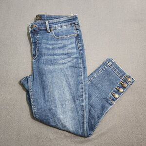 Talbots Flawless Five Pocket Women 10P Mid Rise Button Ankle Cropped Jeans